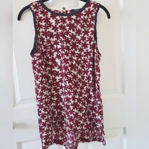 Madewell Silk Tank Top Burgundy White Floral Starburst Pattern Women's Size S